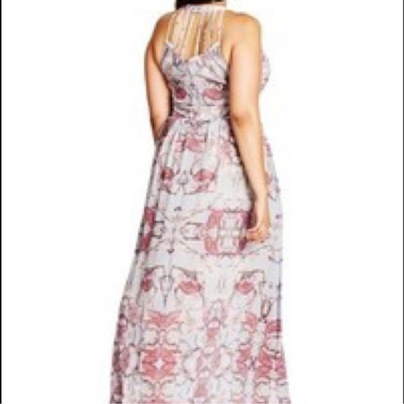 City Chic Purple /Grey Halter Keyhole Maxi Dress Sz 14 - Picture 14 of 15
